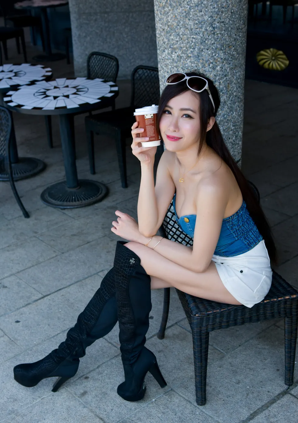 [Mzsock] NO.181 Yanxi off-shoulder shorts, boots and beautiful legs street photography#[71P]-69