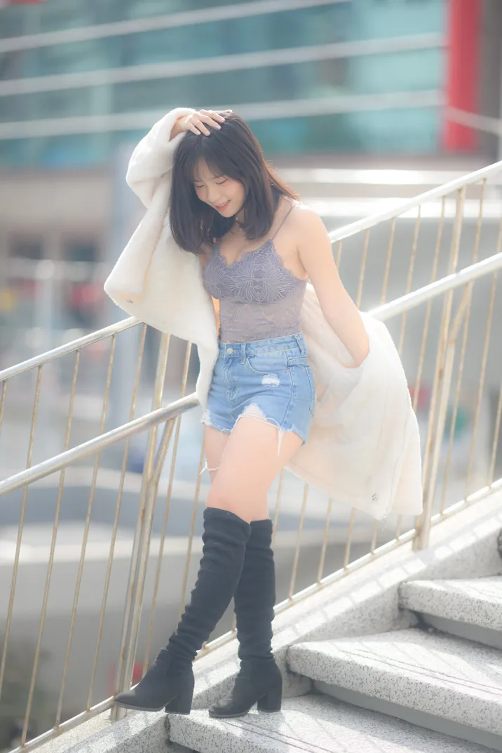 [Mzsock] NO.215 YoYo denim shorts and boots street photography#[105P]-23